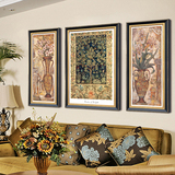 美式装饰画高档欧式油画客厅沙发背景墙三联画组合有框壁画发财树