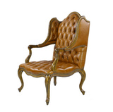 经典舒适伯爵老虎椅欧式新古典皮艺单人沙发美式法式实木沙发椅子