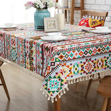 波西米亚风格棉麻桌布现代餐桌布茶几布台布盖布