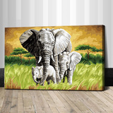 正品DIY数字油画包邮特价大幅客厅风景动物大象亲子手绘呵护50*80