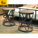 美式复古铁艺边几角几边桌圆形创意实木床边桌宜家客厅沙发边几