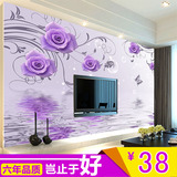 紫色花卉无缝墙布壁画 3D立体墙纸 客厅电视背景墙无纺布壁纸