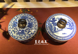 京德贵和祥 青花山水茶叶罐 青花缠枝牡丹茶叶罐 景德镇手工制作