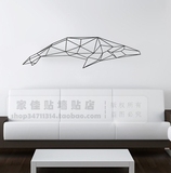 北欧ins爆款贴纸创意家居装饰 几何鲸鱼图案 简约墙北欧PVC墙贴51