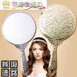 包邮  韩国公主镜复古欧式美容化妆镜便携小镜子随身手柄镜子大号