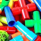 孩益智幼儿园室内桌面玩具3-6-8周岁儿童拼插装塑料水管道积木男