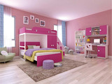 青少年彩色儿童家具   女孩房粉色儿童家具   带衣柜书桌组合床