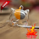 混批猫老师创意礼品 定制 日式手工玻璃工艺品风铃透明眯眼猫风铃