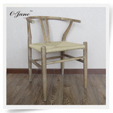 橡木创意Y Chair实木餐椅叉骨椅 出口复古做旧围椅咖啡厅休闲椅子