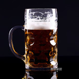 无铅玻璃超大1L升德国啤酒杯 1000ml 带把扎啤杯 加厚 可定制LOGO