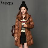 沃普斯2015冬装羽绒服女中长款修身显瘦韩版学生羽绒外套特价包邮
