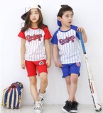 韩国进口正品童装代购2016夏男女童儿童中小童棒球服运动休闲套装