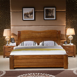 现代中式纯胡桃木床1.8米1.5米实木双人床高箱气压床胡桃木婚庆床