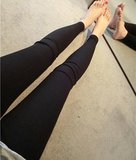 2015韩版夏季薄款女士修身打底裤黑色学生高腰弹力紧身小脚九分裤