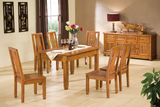 香樟木餐桌 全实木饭桌中国结椅子现代中式组合家具欧式柚木色