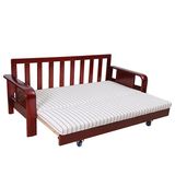 六郎 现代中式沙发床折叠多功能简约木质沙发伸缩实木沙发床推拉