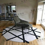 时尚黑白圆形地毯几何简约条纹客厅茶几地毯卧室床边地毯可定制