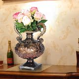 欧式复古花瓶客厅餐桌美式奢华花瓶摆件电视柜玄关新古典花器做旧