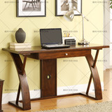 实木美式电脑桌书桌办公桌写字桌台式电脑桌笔记本桌写字台