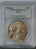 2001年 美国 野牛与印第安人1美元 NGC/PCGS评级69分精制银币
