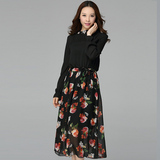 FX春季长袖韩版新款单件长裙上衣雪纺雪纺衫女式适中衬衫大码女装