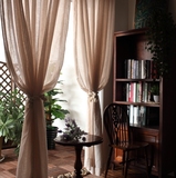 定制  高档美式乡村法式亚麻成品窗帘窗纱客厅卧室棉麻布料 条纹