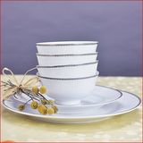 红叶陶瓷 景德镇餐具套装 欧式碗碟套装家用纯白浮雕陶瓷餐具如意