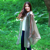 时尚韩国EVA户外徒步旅游成人便携韩版透明雨衣斗篷女披风雨披