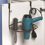 创意卫生间门背式吹风机架 浴室电吹风梳子夹板收纳置物架 风筒架