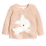 H&M正品香港专柜代购童装 16秋女宝宝女童可爱小兔针织衫 毛衣