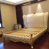 欧式床美式新古典全实木真皮床2双人大床2.2米进口橡木别墅家具
