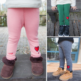 2015冬款儿童女童女宝宝加绒打底裤1-2-3-4岁5加厚长裤子靴裤冬季