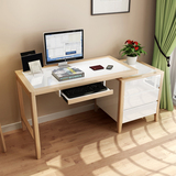 爱乐思 北欧书桌现代电脑桌白色办公桌简约时尚书桌组合书柜