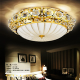 LED传统金色客厅灯具圆形水晶灯吸顶灯饰卧室大厅大气现代