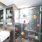 墙壁贴纸儿童房浴室可爱装饰贴画创意墙贴可移除卡通蓝色海洋系列