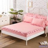 床笠单件蕾丝花边床罩素色床单加厚全棉防滑保护套1.51.8米 纯