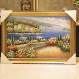 欧式纯手绘油画装饰画地中海风格风景客厅有框画卧室高档风景