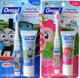 3套包邮 美国欧乐牙膏牙刷套装儿童无氟可吞咽水果味托马斯/小马