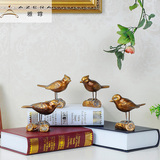 美式乡村复古小鸟装饰品 书房书柜卧室房间装饰品摆件树脂创意