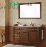 美式浴室柜含浴镜全实木浴室柜大理石台面洗漱台卫浴柜定制北京