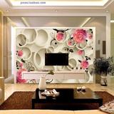 大型壁画现代简约浪漫红玫瑰电视背景墙纸壁纸客厅沙发墙壁纸画