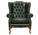 出口欧洲蜡变皮真皮单人沙发美式英式乡村风格新古典老虎椅休闲椅