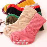 儿童堆堆袜 春秋韩国纯棉亲子袜子 宝宝袜纯色中筒男女童袜子防滑