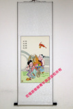 天津杨柳青年画 发财宝地 宣纸手绘卷轴娃娃装饰商务中国风礼品