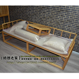 老榆木免漆罗汉床榻现代中式实木仿古禅意单人床沙发床简约家具