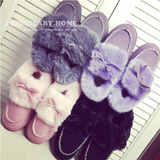 2015冬季新款雪地靴平跟短靴女短筒甜美蝴蝶结女鞋毛毛鞋女套脚鞋