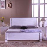 全实木床白色开放漆榆木双人床1.81.5米高箱储物床韩式白色婚床