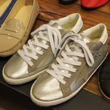 JUJU韩国代购 时尚系带星星做旧银色单鞋运动鞋休闲女鞋