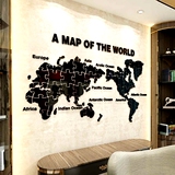 水晶亚克力墙贴客厅办公室电视沙发背景墙装饰贴画世界地图3D立体