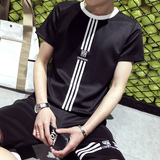 阿迪潮达斯宽松男士青年韩版标准打底衣服常规夏季新款T恤